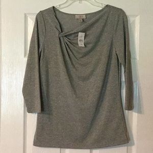 Loft 3/4 sleeved heather gray sparkly shirt